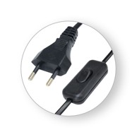 COMMEL Priključni kabel S MEĐUPREKIDAČEM 2m 2x0,75mm H03VVH2-F crni