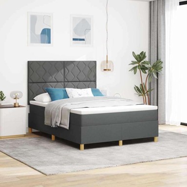Box spring krevet, tamnosivi, 140 x 190 cm