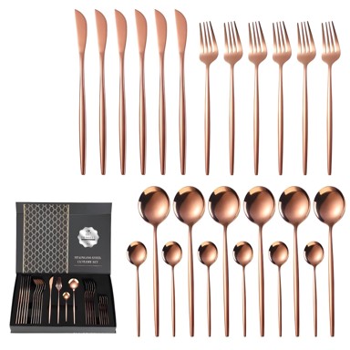 Set pribora 24 dijela QU-26399, zlatno-ružičasti
