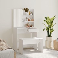 Set toaletnog stolića bijeli 74,5 x 40 x 141 cm