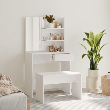 Set toaletnog stolića bijeli 74,5 x 40 x 141 cm