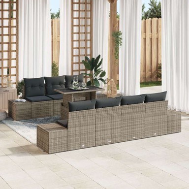 Set od 8 vrtnih sofa s jastučićima, poliratan, sivi