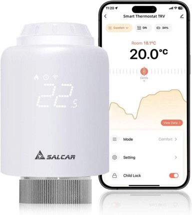 SALCAR Pametni Wi-Fi termostat za radijator TRV603, Alexa i Google