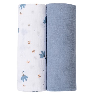 BUBABA BY FREEON Tetra pelena muslin, 2/1, plava/bijela