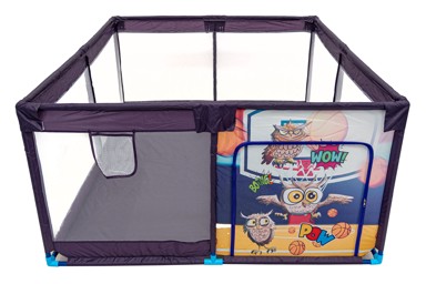 Mekana pravokutna ogradica, za bebe, Sova, tamno plava