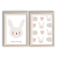 WALLITY Dječje slike u setu od 2 kom Hello Bunny 38x53 cm