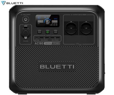 BLUETTI Prijenosna stanica za punjenje AC180 1800 W, baterija 1152 Wh, BMS sustav, crna