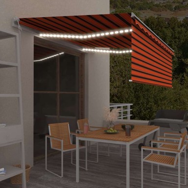 Automatska tenda s roletom i LED senzorom, 450 x 300 cm, narančasto-smeđa