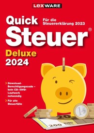 LEXWARE Quicksteuer Quicktax Deluxe 2024 - 1 licenca, bis zu 5 Steuererklärungen