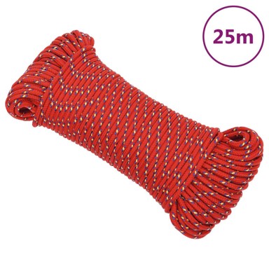 Brodski konop, crveni, 4 mm, 25 m, od polipropilena