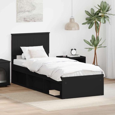 Okvir za krevet 75 x 190 cm čvrsto borovo drvo, crni