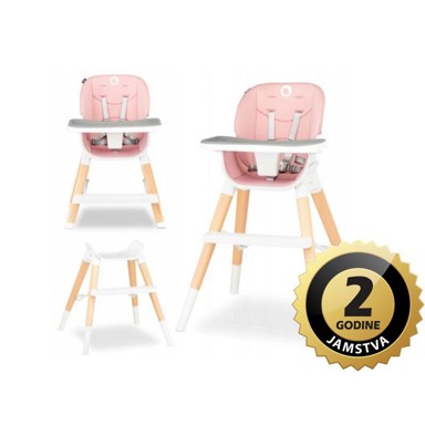 LIONELO Dječja hranilica Mona, roza, prirodno drvo bukve