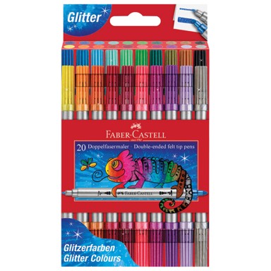 FABER-CASTELL Školski flomasteri 151108, 20 boja, obostrani glitter, blister