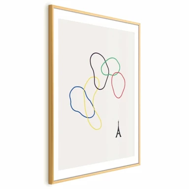 Plakat Šareni krugovi, 60x90 cm, zlatni okvir s margom