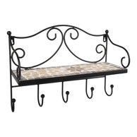  GARDEN PLEASURE Crna metalna zidna vješalica s policom 42 cm, Almeria