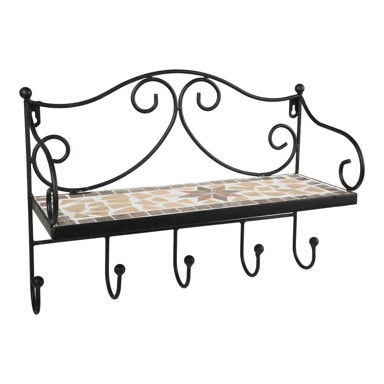 GARDEN PLEASURE Crna metalna zidna vješalica s policom 42 cm, Almeria