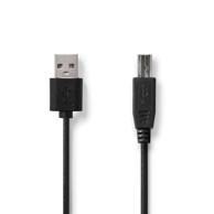NEDIS USB kabel USB 2.0 USB-A muški USB-B muški 480 Mbps niklani 3,00 m okrugli PVC crni etiketa