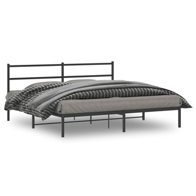 Metalni okvir za krevet s uzglavljem crni 180x200 cm