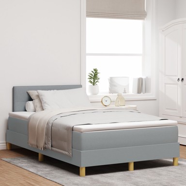 Krevet s box spring sustavom s madracem, 120x190 cm, tkanina, svijetlosiva