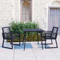 3 dijelni vrtni blagovaonski set od poliratana crni, dužina stola 80 cm 2