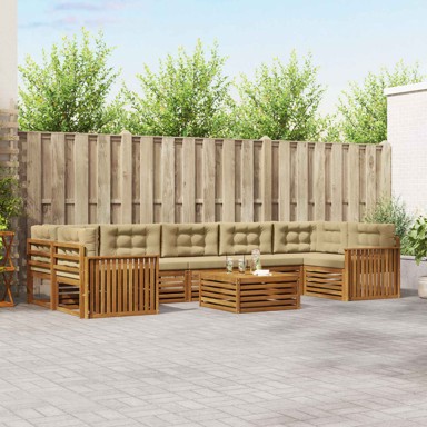 Set vanjskih sofa s jastukom 8 kom, prirodna i bež