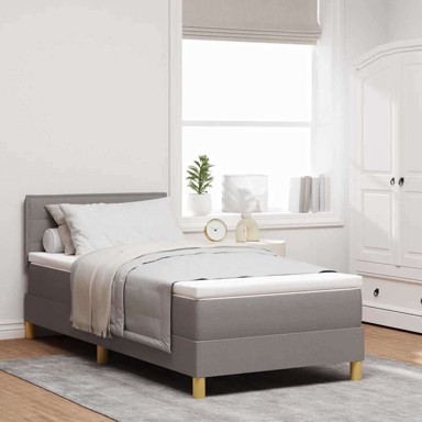 Box Spring krevet s madracem i LED svjetlom, tkanina, 80x200 cm, taupe