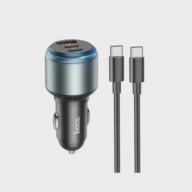 HOCO Auto punjač Galloper NZ9, crni, USB QC + 2x Type C, s kabelom Type C na Type C, PD 95W