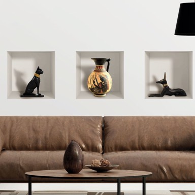 AMBIANCE Set od 3 zidne 3D samoljepljive naljepnice Egyptian
