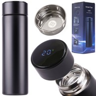NIKCORP Termos, LED zaslon temperature, 500 ml, nehrđajući čelik, crni