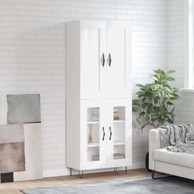 Visoka komoda bijela 69 5x34x180 cm konstruirano drvo , staklena vrata