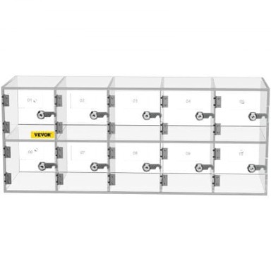 VEVOR Ormarić za pohranu mobitela, 10 pretinaca, 53 x 18 x 21,5 cm, prozirni