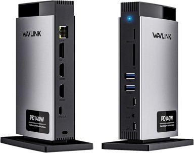 WAVLINK Priključna stanica za laptop, tri zaslona, 8K/30Hz, 4K/144Hz, USB-C 125 W PD, 2 x HDMI, DP, Ethernet, SD/TF