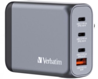 VERBATIM Punjač GNC-100, GaN, 100W, 4x USB (3x USB-C PD + 1x USB-A QC 3.0), crni