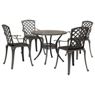 Vrtna garnitura, 5-dijelni blagovaonski set, lijevani aluminij, brončana