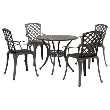 Vrtna garnitura, 5-dijelni blagovaonski set, lijevani aluminij, brončana