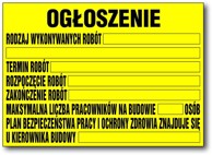 Građevinska informativna ploča BIOZ, žuti PVC, 70 x 50 cm