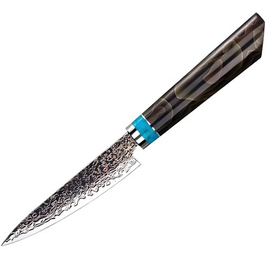 Damaskovski kuhinjski nož Ze-37408 Utility Kp37408, smeđi i plavi