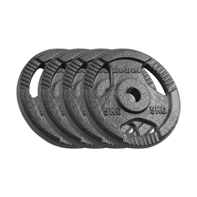 REBEL ACTIVE Utezi od lijevanog željeza, 4 x 5 kg, rupa 31 mm, ploča s ručkama
