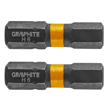 GRAPHITE Udarni bit HEX6, 25 mm, 2 komada