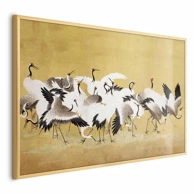 Plakat Japanski ždralovi, 42x29.7 cm, zlatni okvir