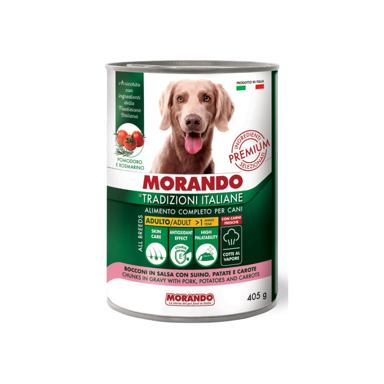 MORANDO Hrana za pse Tradizioni Adult komadići u umaku svinjetina, mrkva i krumpir, 405 g konzerva