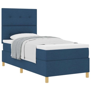 Box spring krevet s madracem 80x200 cm tkanina s gumbima, plava