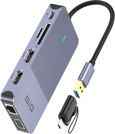 GIQ USB-C čvorište, trostruki zaslon, USB 3.0, HDMI, VGA