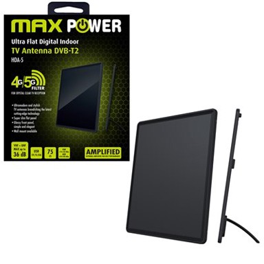 MAXPOWER TV Antena sobna s pojačalom HDA-5, UHF+VHF, 36dB, 5G Filter