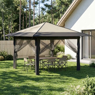Gazebo s 4 bočne strane 3,3 x 3,3 m, krem i antracitni