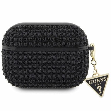 GUESS Maska AirPods pro rhinestone triangle, crna