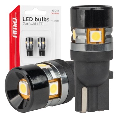 AMIO LED žarulja T10 W5W, Canbus, 5xSMD 3030, 12V/24V, bijela