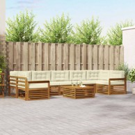 Set vanjskih sofa, 8 kom, s jastucima, prirodna i krem