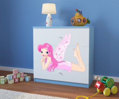 Dječja komoda Zvončica 2, plava, 80×80×41 cm