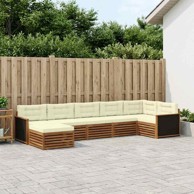 Set vanjskih sofa, 7-dijelni, s jastucima, prirodni i krem